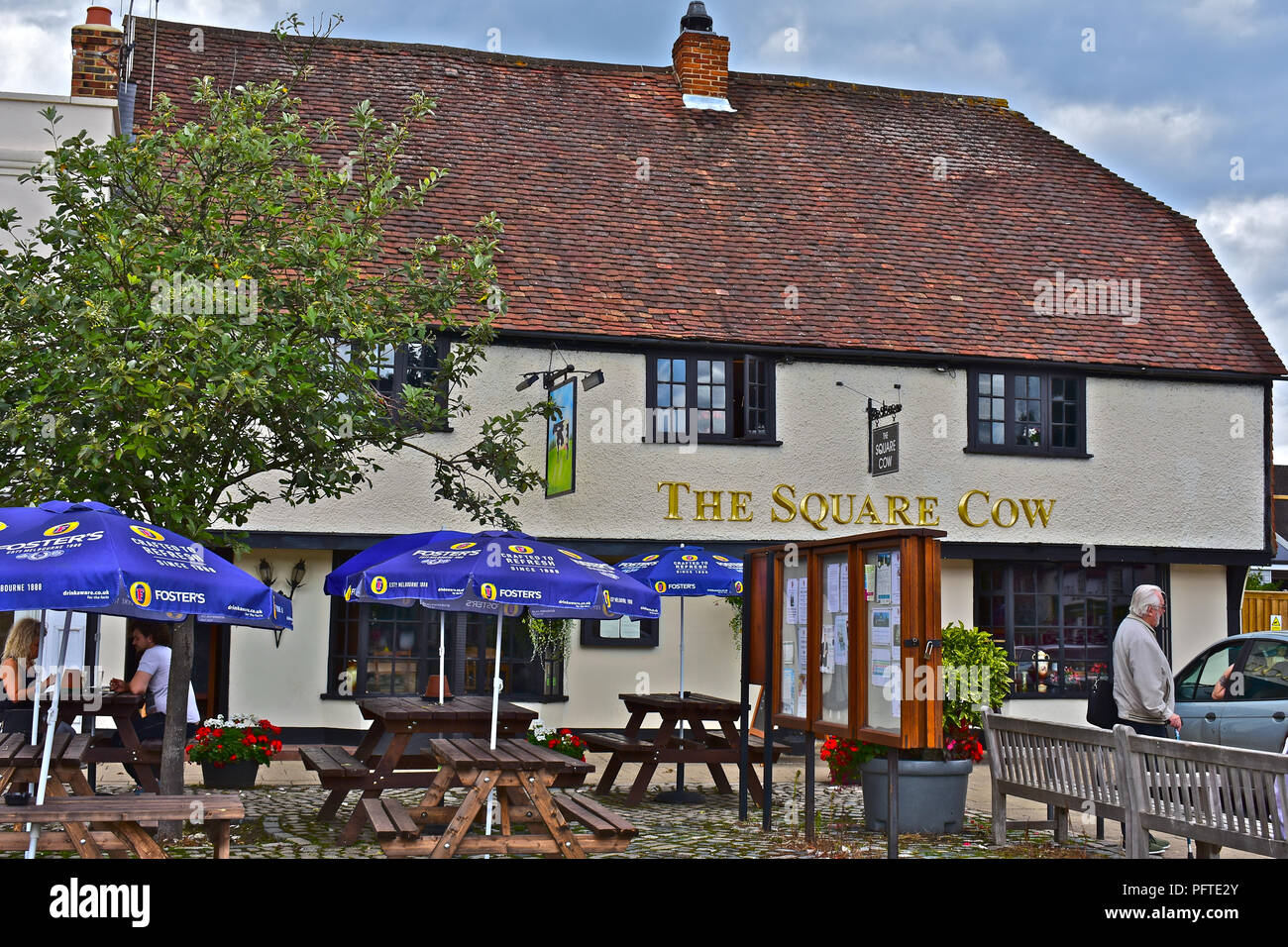 The Square Cow is a traditional English pub situated on the square in Wickham, Hampshire,England Stock Photo