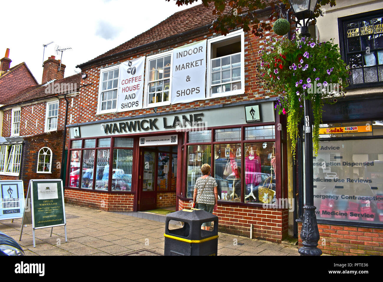 Warwick Lane is a collection of small independendant shops under one roof in the pretty village of Wickham, Hampshire,England Stock Photo