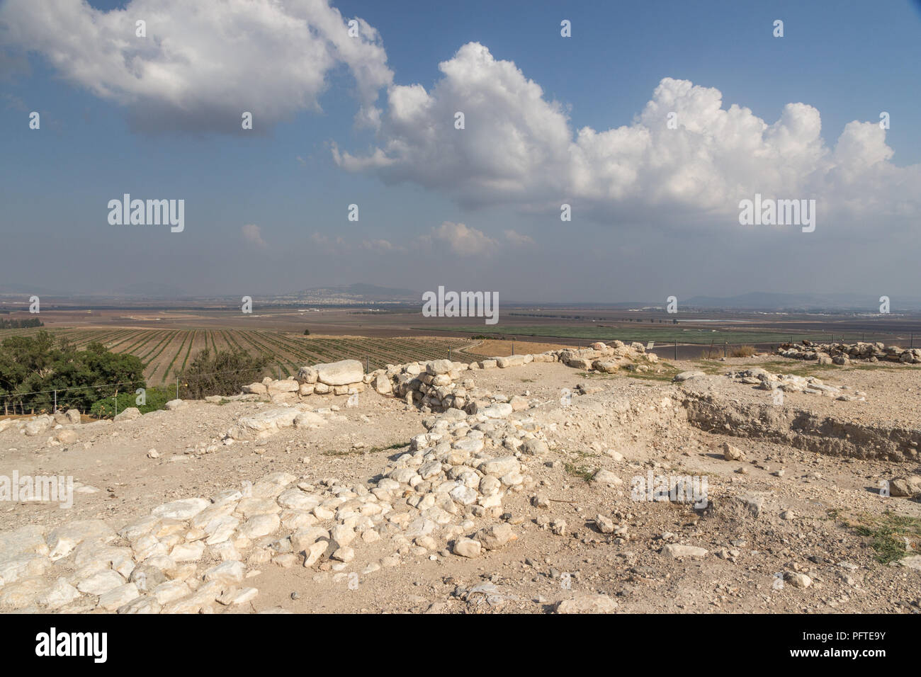 Ruins at Tel Megiddo National park in Israel, Middle East Stock Photo