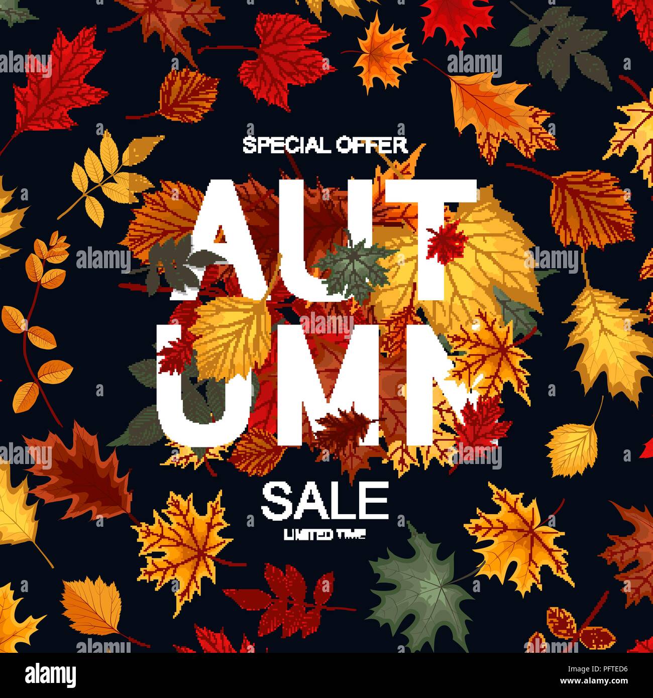 Abstract Vector Illustration Autumn Sale Background with Falling Autumn ...