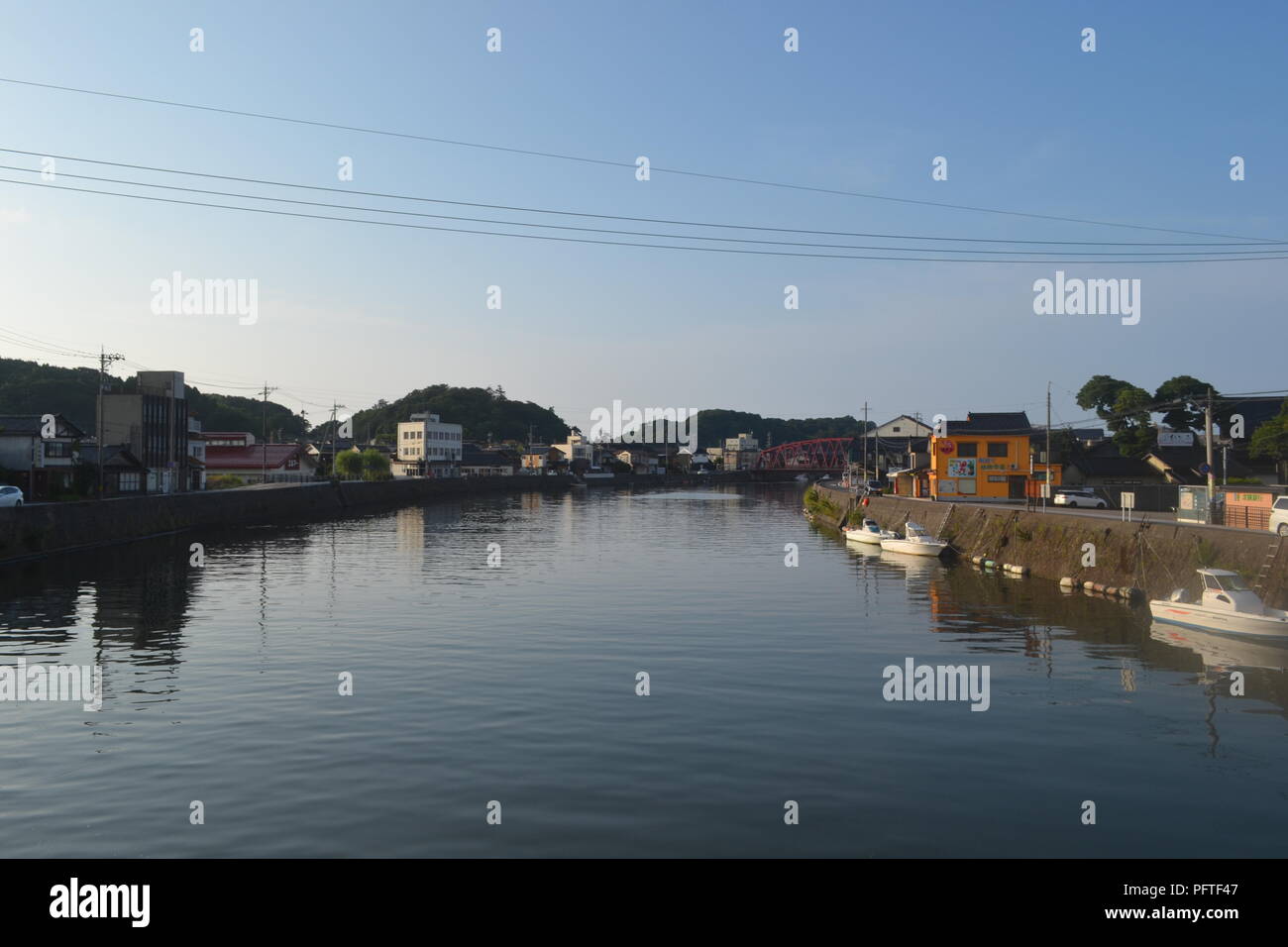 River in town Wajima Stock Photo