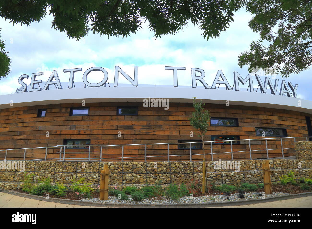 Newly built Seaton Tramway Station, Devon Stock Photo