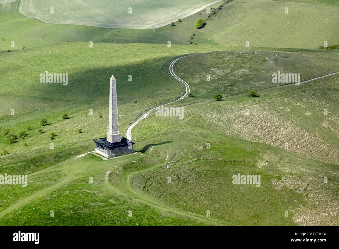 Aerial view of the Lansdowne Monument Wiltshire Stock Photo