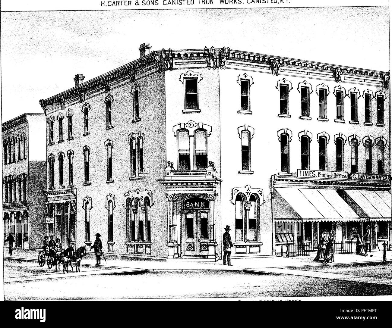 . History of Steuben County, New York, with illustrations and biographical sketches of some of its prominent men and pioneers. Steuben, Friedrich Wilhelm Ludolf Gerhard Augustin, Baron von, 1730-1794. H.CARTER &amp; SONS CANISTEO IRON WORKS, CANISTEO,N.Y. Bank Block. CANISTEOJ.y, M.Allison, J. s. Hall. Davison a ^9CAia. Prop's.. Please note that these images are extracted from scanned page images that may have been digitally enhanced for readability - coloration and appearance of these illustrations may not perfectly resemble the original work.. Clayton, W. W. (W. Woodford). Philadelphia, Lewi Stock Photo