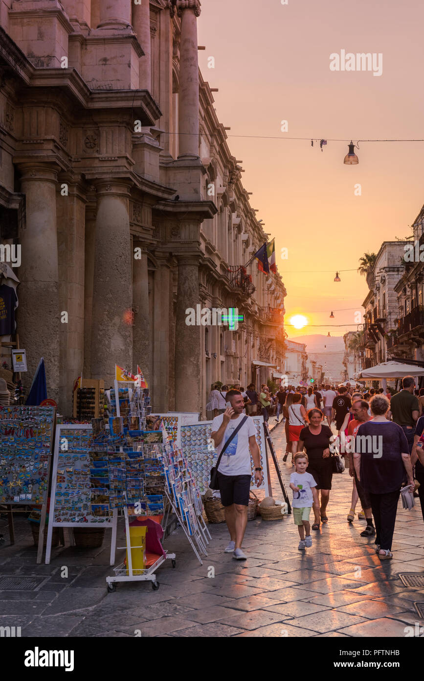 Noto center at sunset Stock Photo