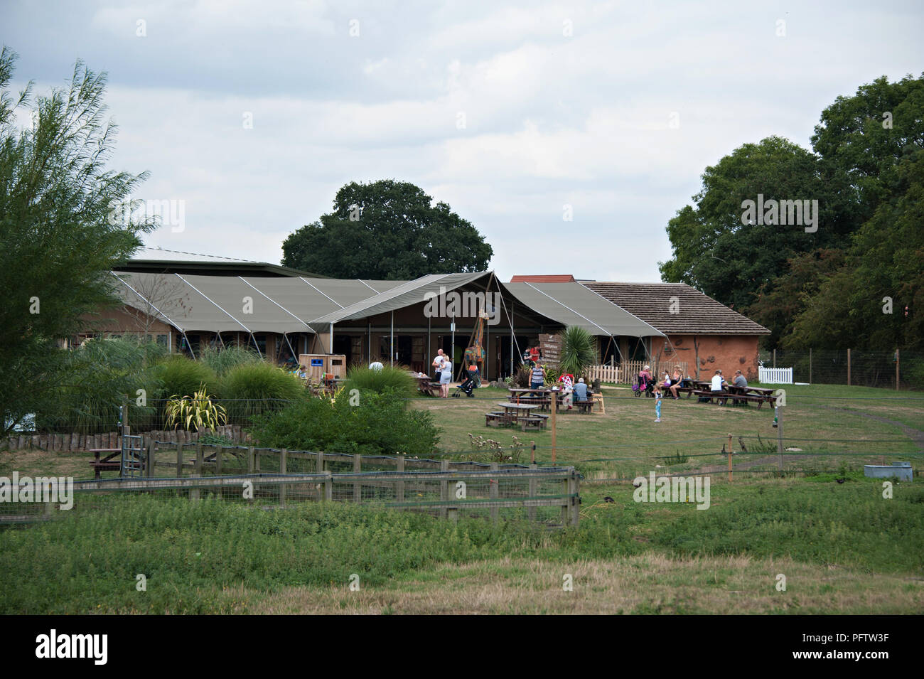 A cafe restaurant for food and refreshment for the visitors at the Yorkshire Wildlife Park, Doncaster, South Yorkshire , UK Stock Photo