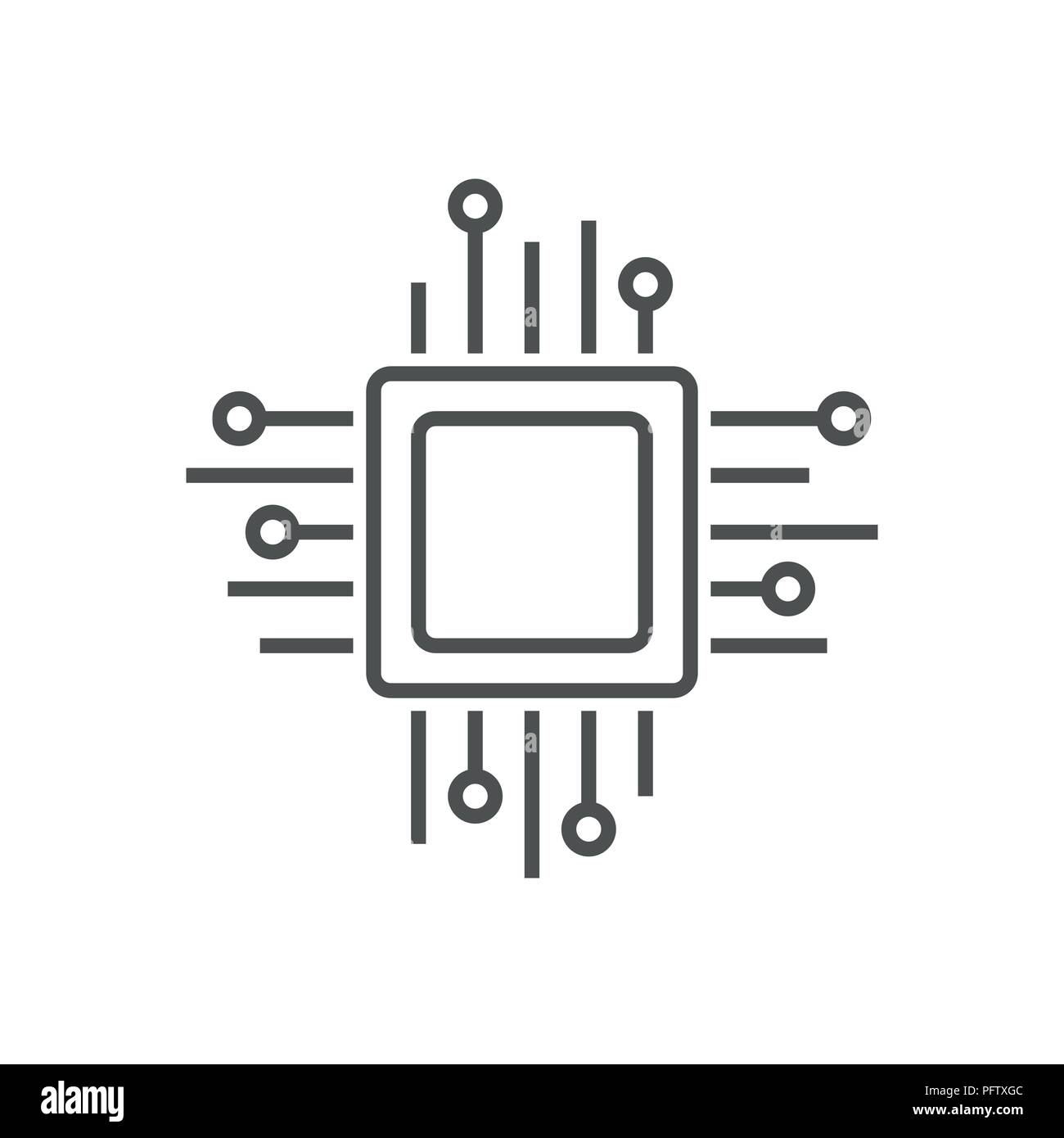 Electronic computer hardware processor technology. Motherboard digital chip. Tech science background. Integrated communication processor. Information engineering motherboard component Stock Vector