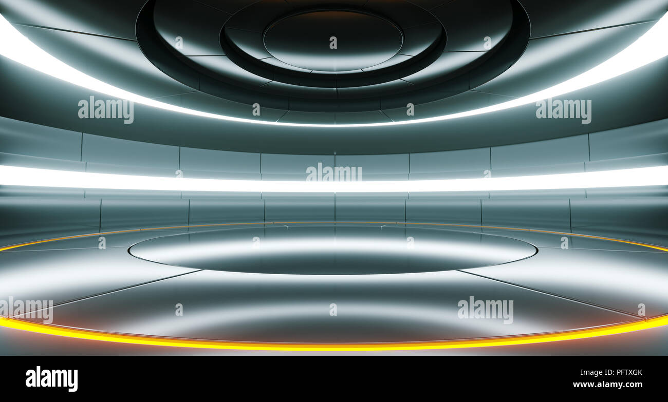 Futuristic Empty Stage Alien Ship Modern Future Background