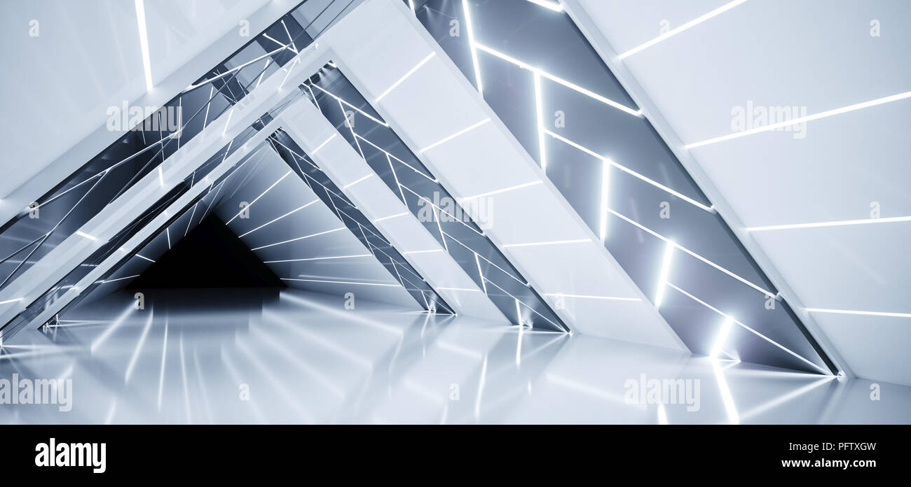 Futuristic Sci Fi Interior Ship Empty Triangle Shaped