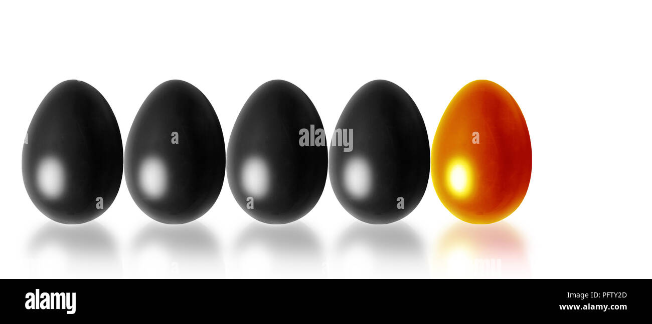 row of colored eggs Stock Photo