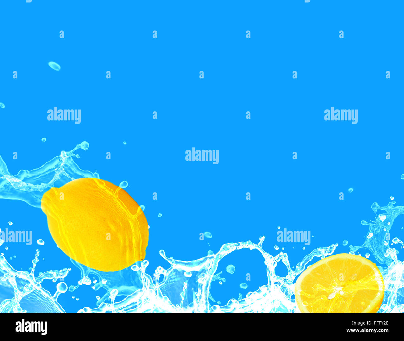 conceptual lemons in splashes Stock Photo