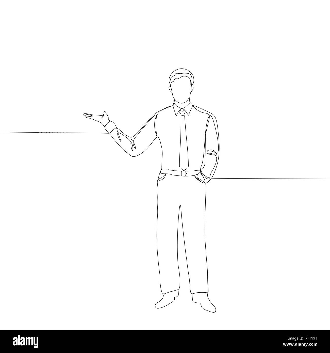 continuous line drawing of businessman Stock Vector