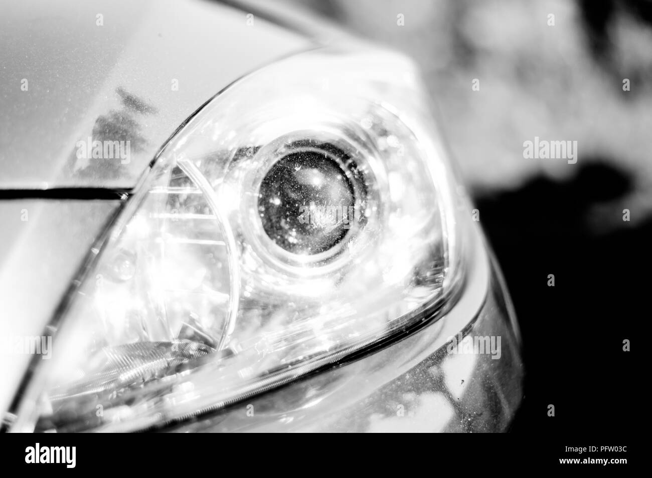 Car headlight up close Stock Photo Alamy