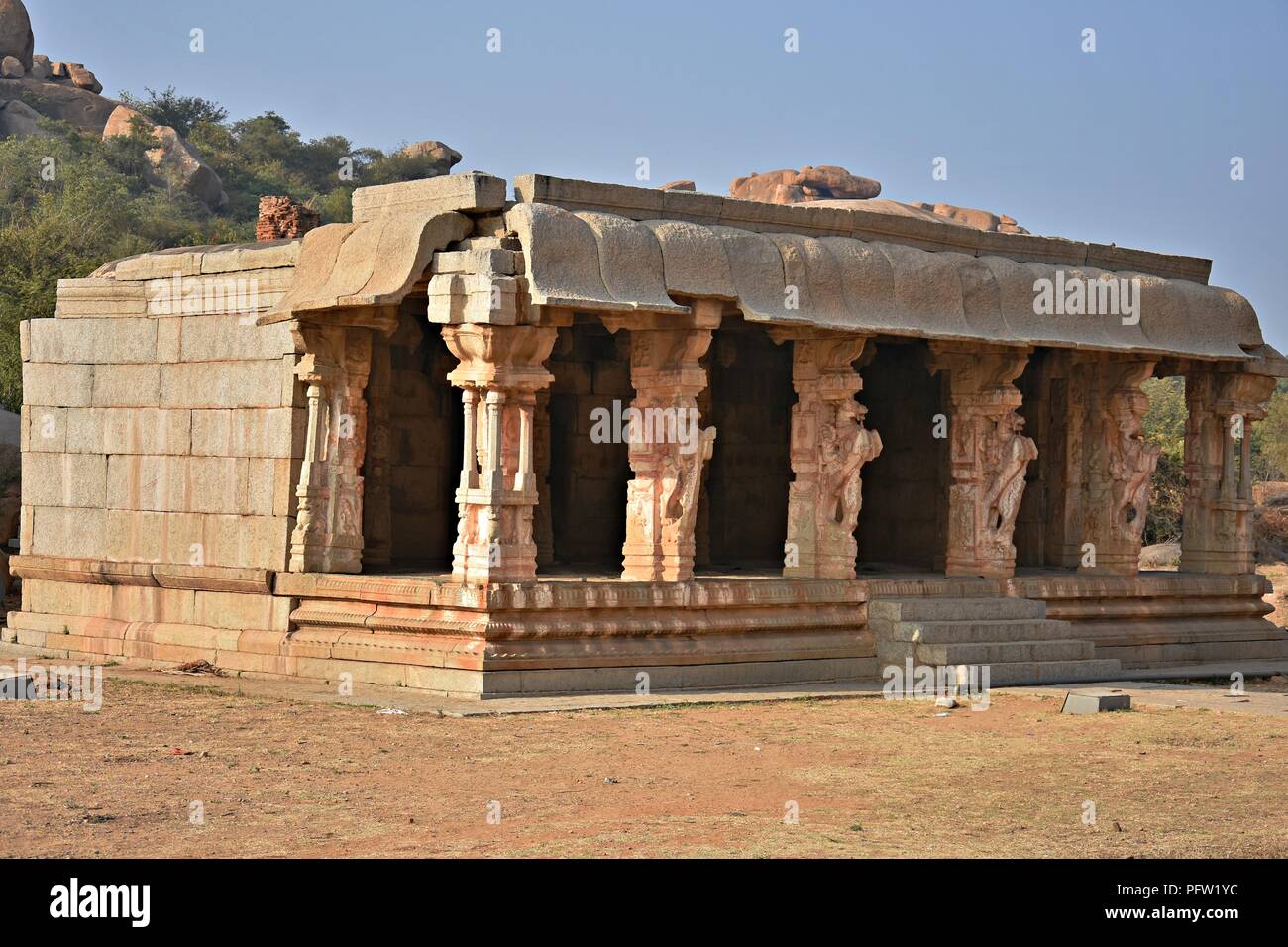 'Toy horse (Kudure gombe) Mandapa near Vijaya Vitthala temple, Hampi, Karnataka' Stock Photo
