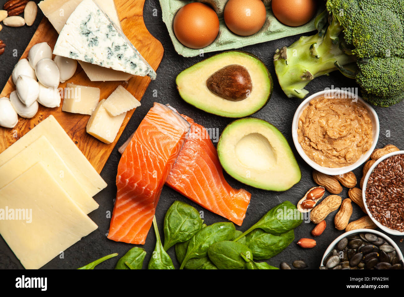 Ketogenic diet concept - low carb healthy food Stock Photo
