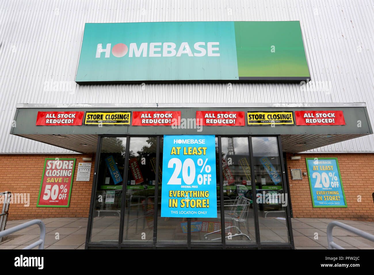 General view of a Homebase store in Exeter which is closing down. Homebase is a DIY/ Garden Centre and was bought by the Austrailian conglomerate Wesf Stock Photo