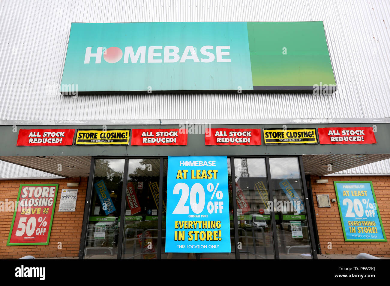 General view of a Homebase store in Exeter which is closing down. Homebase is a DIY/ Garden Centre and was bought by the Austrailian conglomerate Wesf Stock Photo