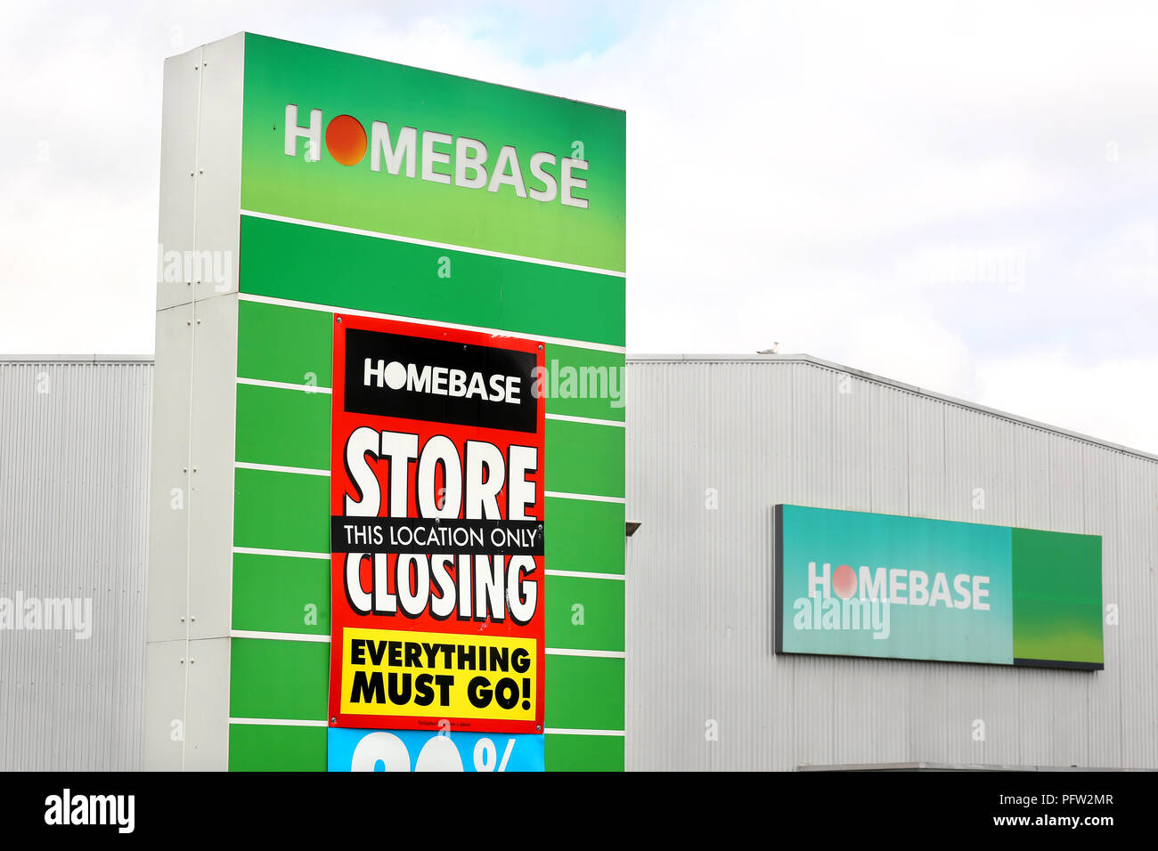 General view of a Homebase store in Exeter which is closing down. Homebase is a DIY/ Garden Centre and was bought by the Austrailian conglomerate Wesf Stock Photo