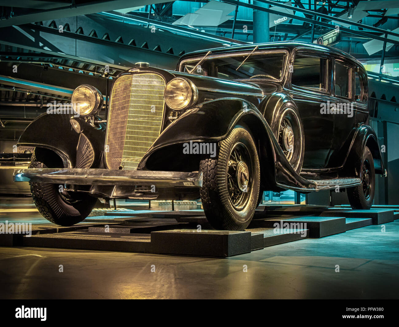 RIGA, LATVIA-APRIL 18, 2018: 1934 Lincoln V12 Series 277B Model KB in the Riga Motor Museum. Stock Photo
