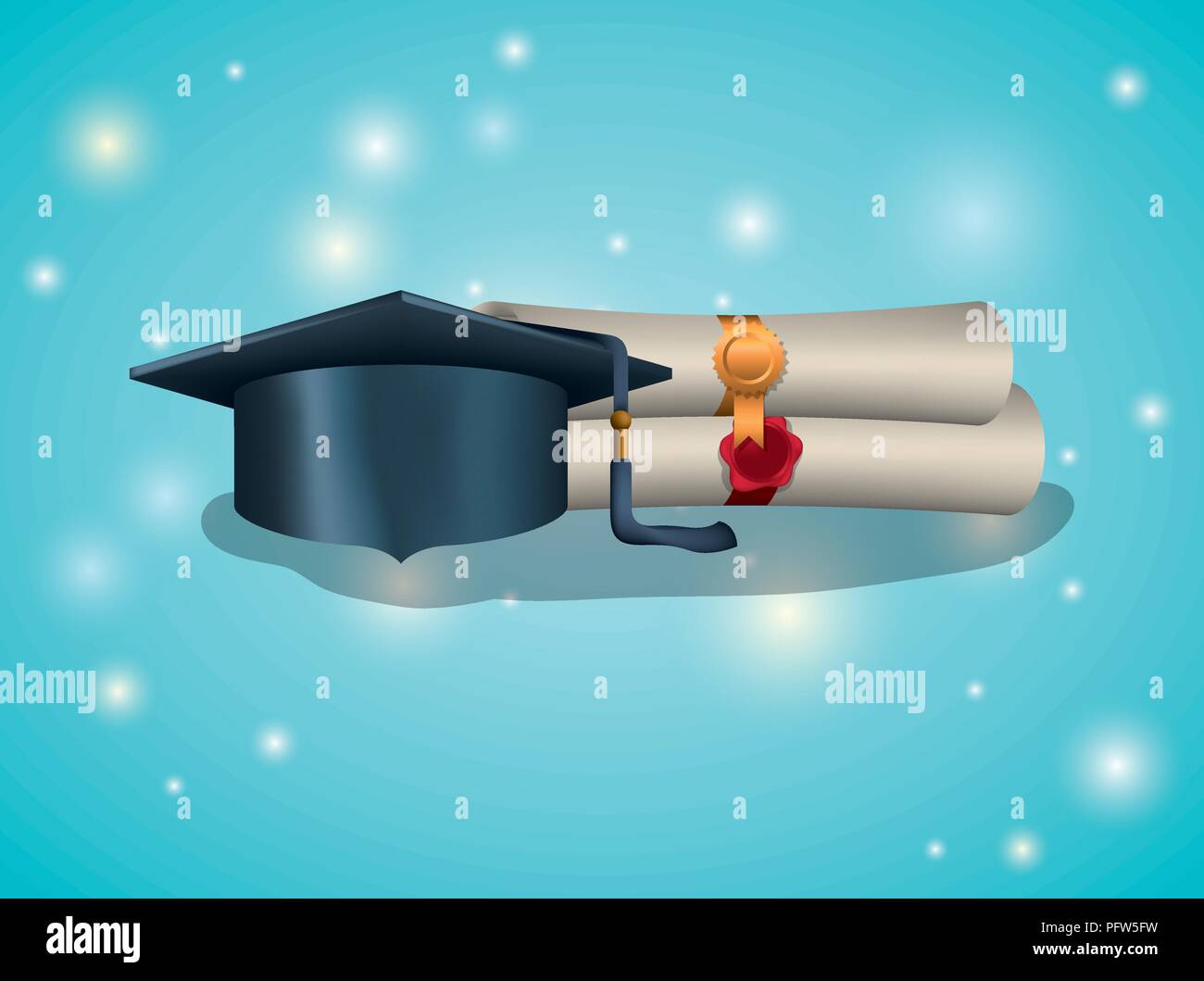 graduation card with diploma and hat Stock Vector Image & Art - Alamy