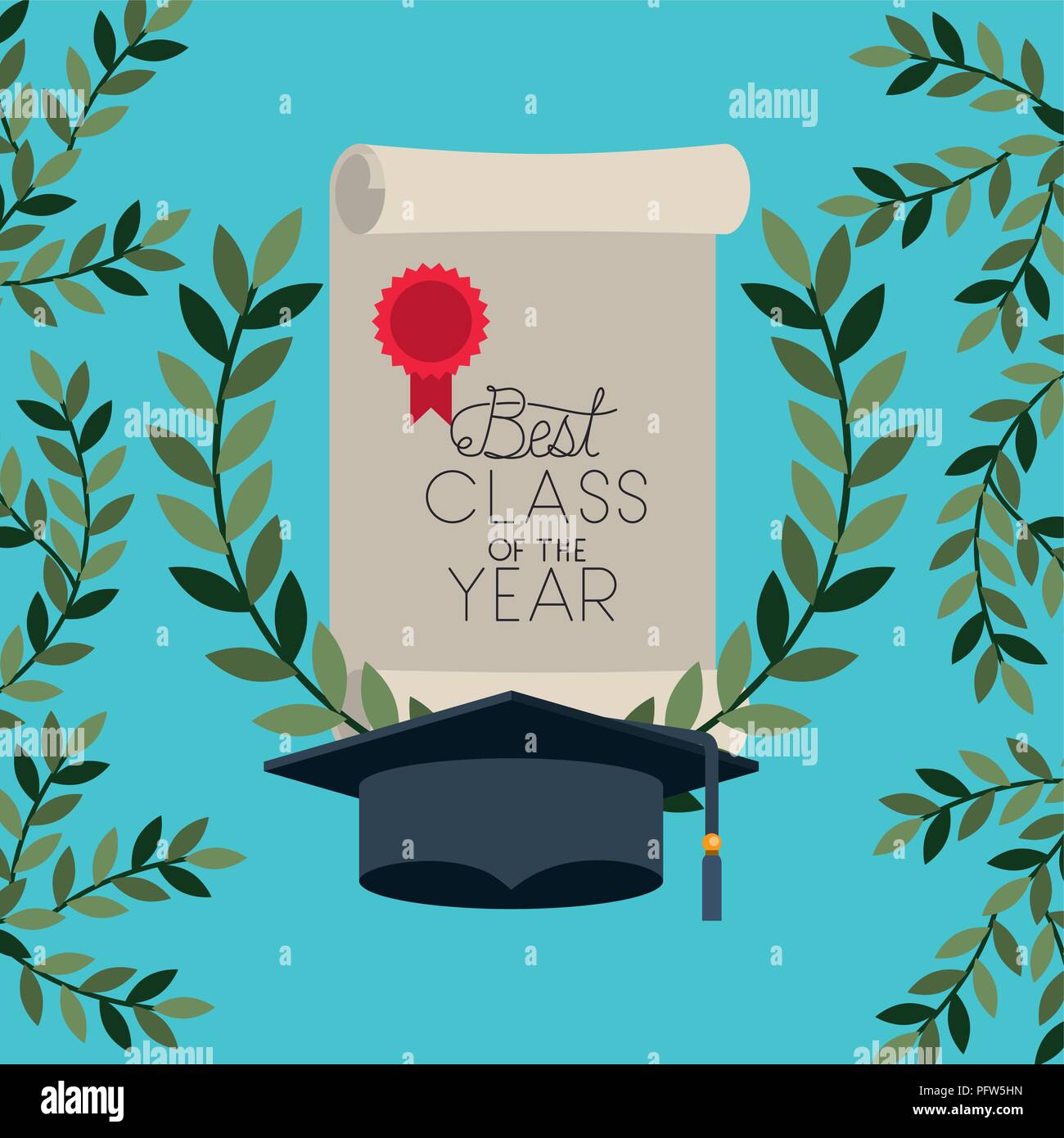graduation card with diploma and hat Stock Vector Image & Art - Alamy