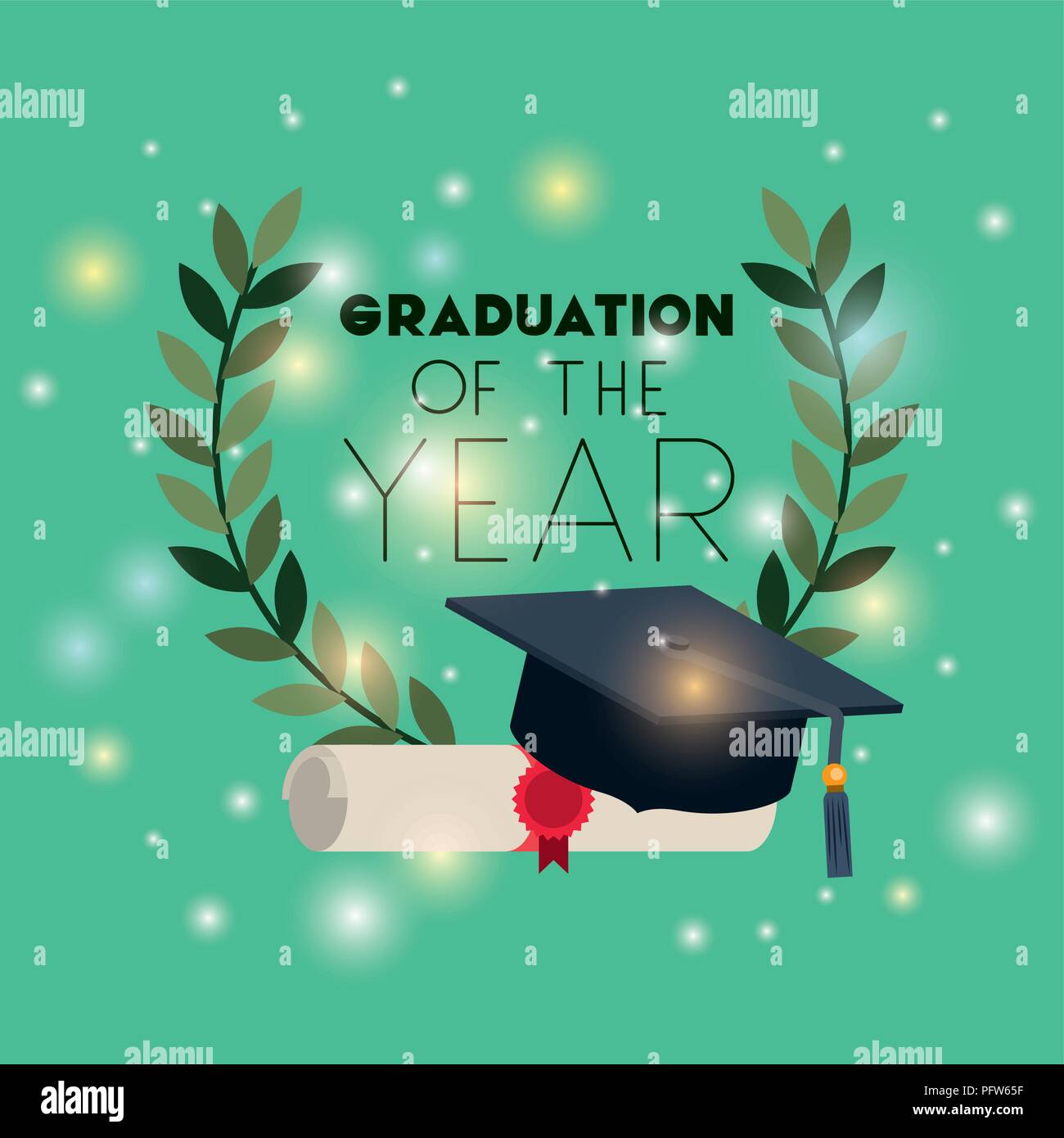 graduation card with diploma and hat Stock Vector Image & Art - Alamy