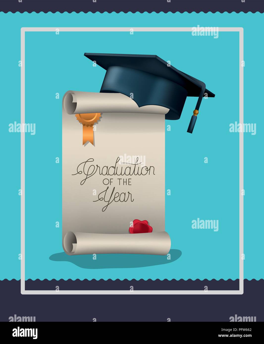 graduation card with diploma and hat Stock Vector Image & Art - Alamy
