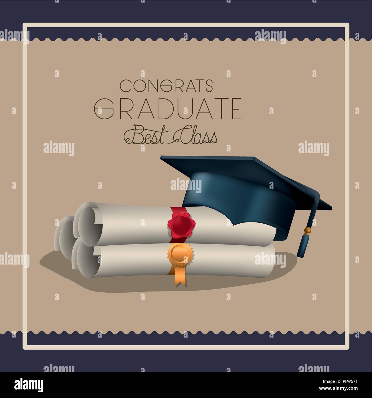 graduation card with diploma and hat Stock Vector Image & Art - Alamy