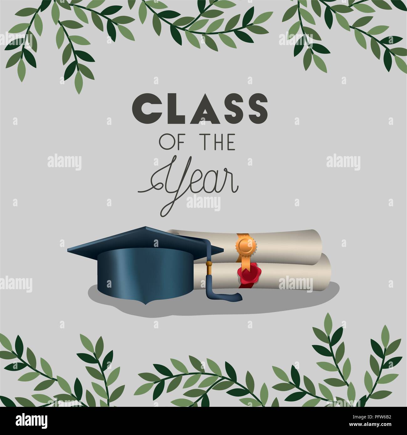 graduation card with diploma and hat Stock Vector Image & Art - Alamy