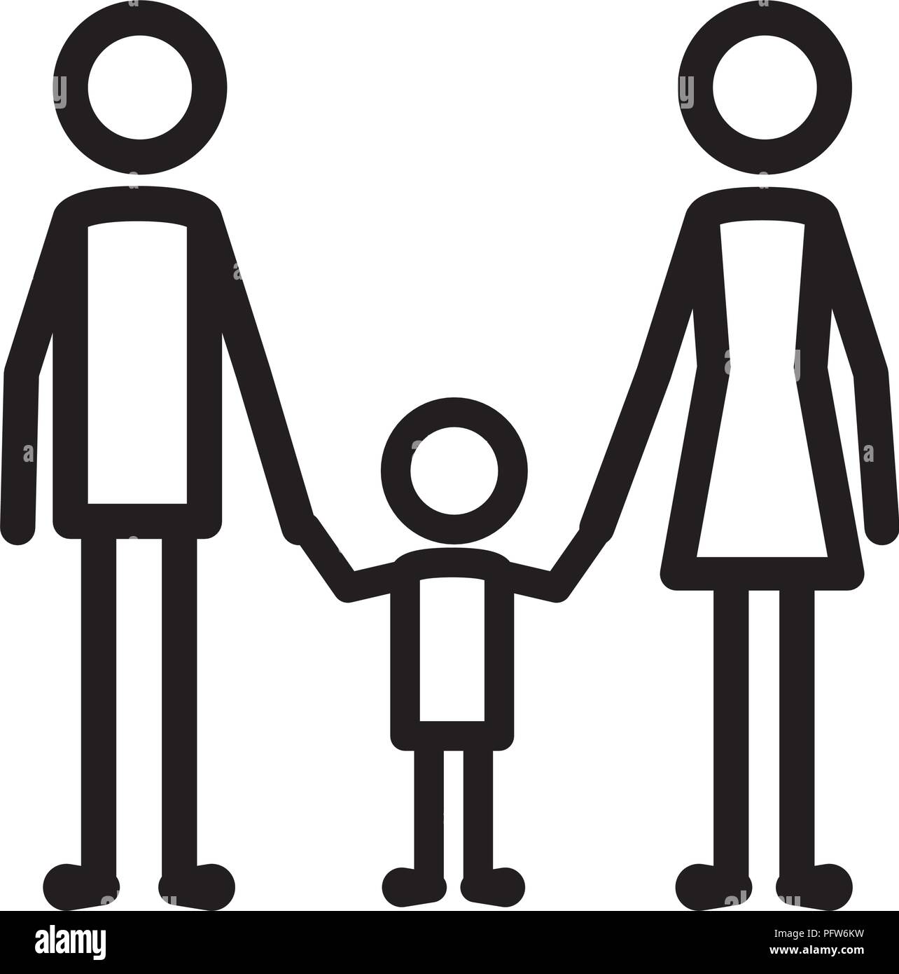 Stick figure black parents hi-res stock photography and images - Alamy