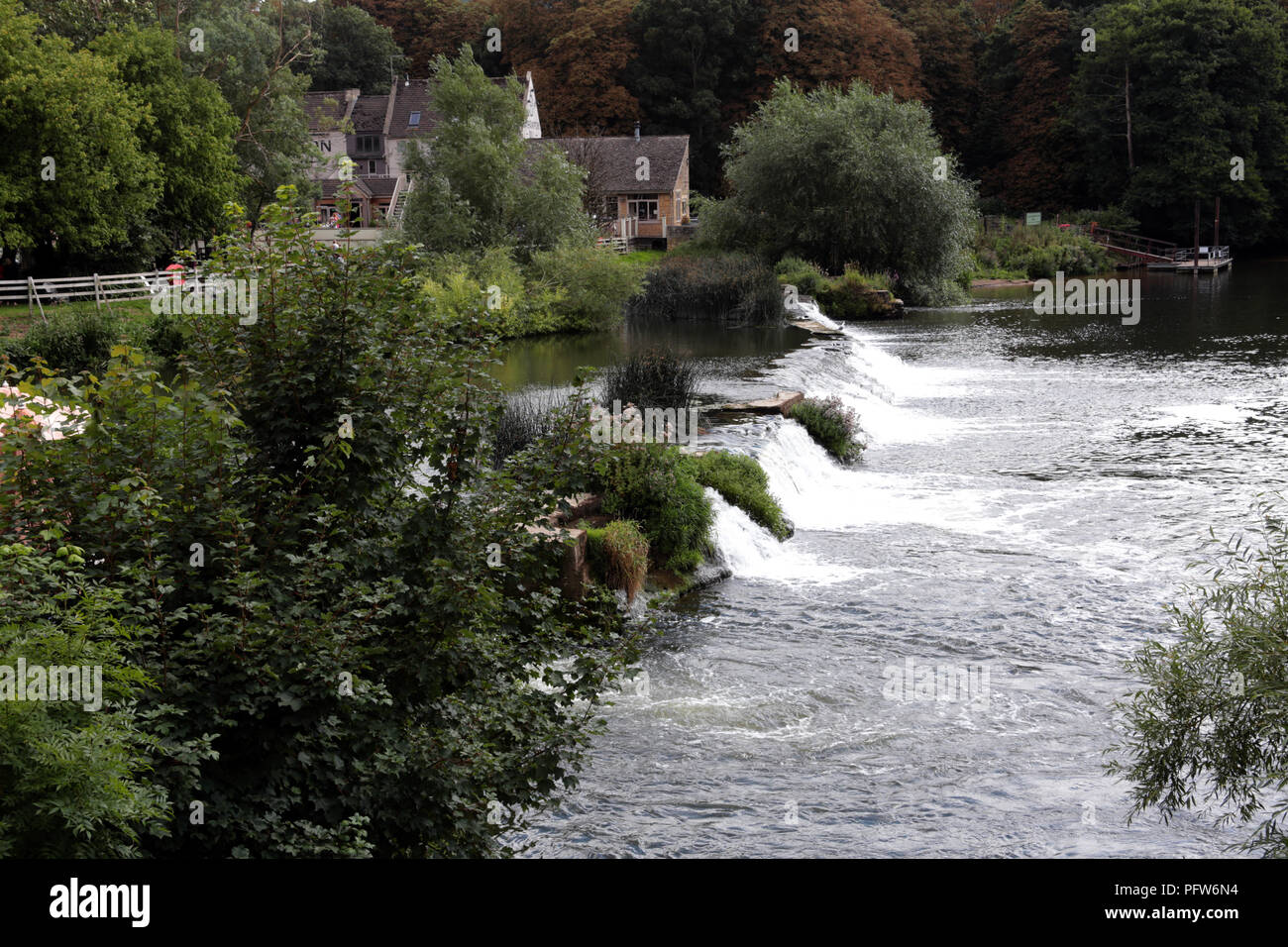 Bathampton Weir on the river Avon, Somerset England UK Stock Photo