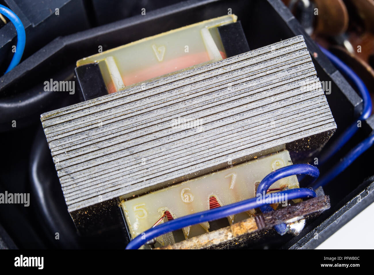Part Of Old Vintage Analog Printed Circuit Board With Electronic