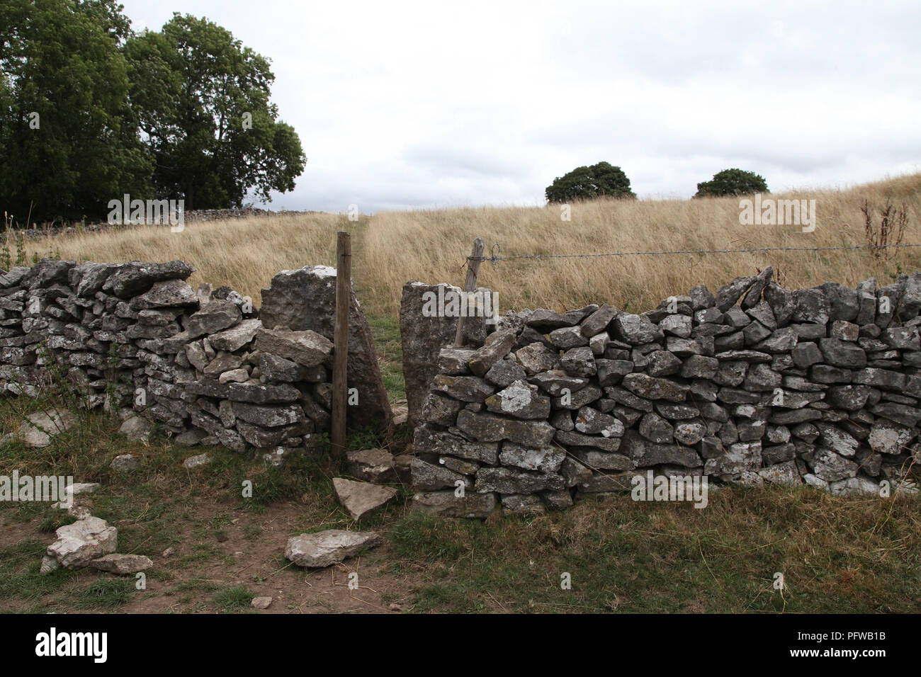 Stile in a dry stone wall Stock Photo