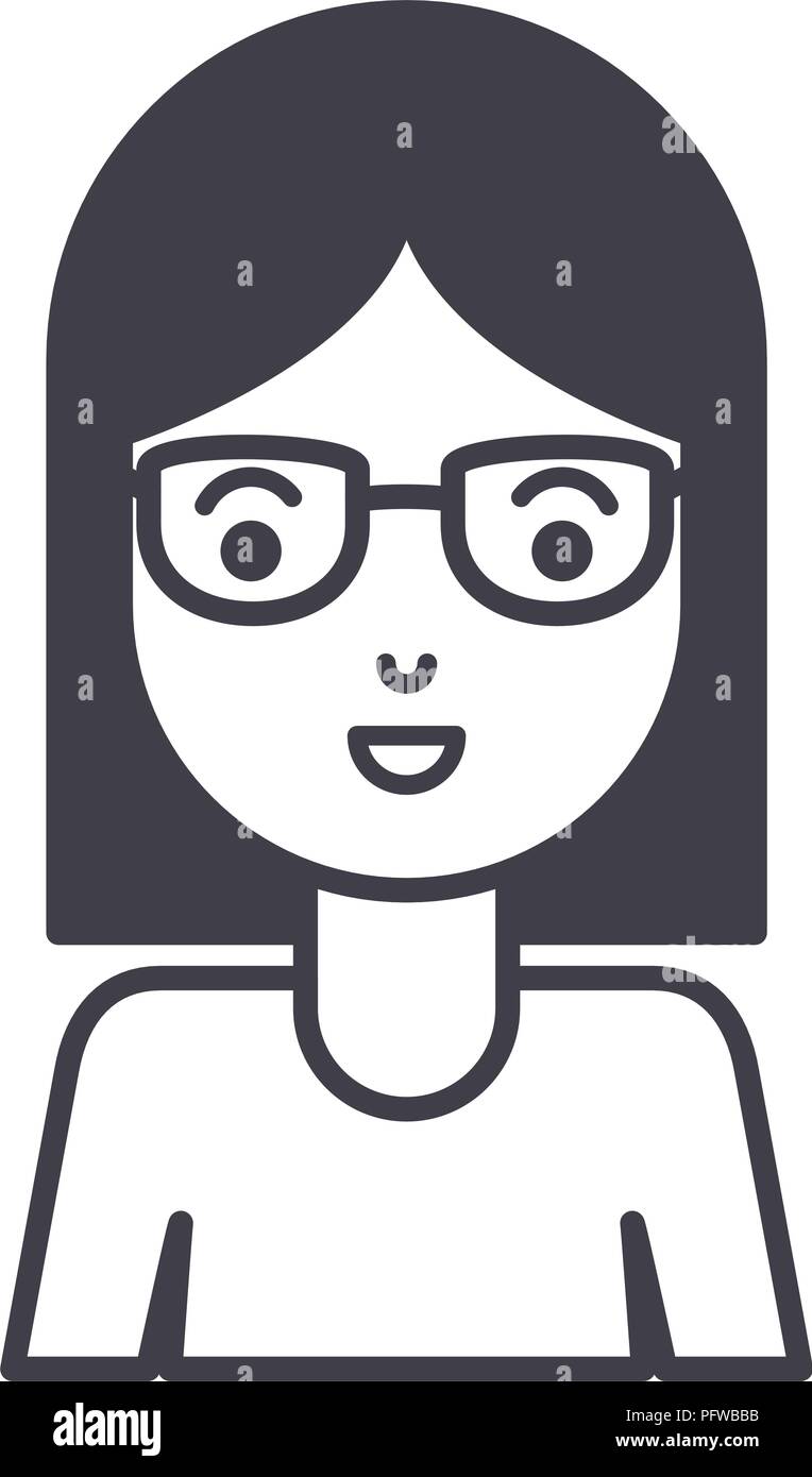 beautiful and young woman with glasses character Stock Vector Image ...