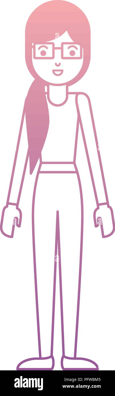 beautiful and young woman with glasses character Stock Vector Image ...