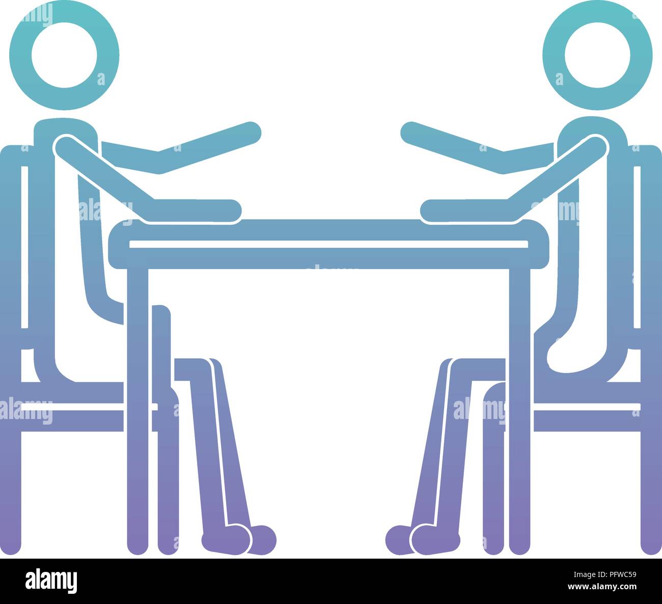 couple in the table figures silhouette icon Stock Vector Image & Art ...