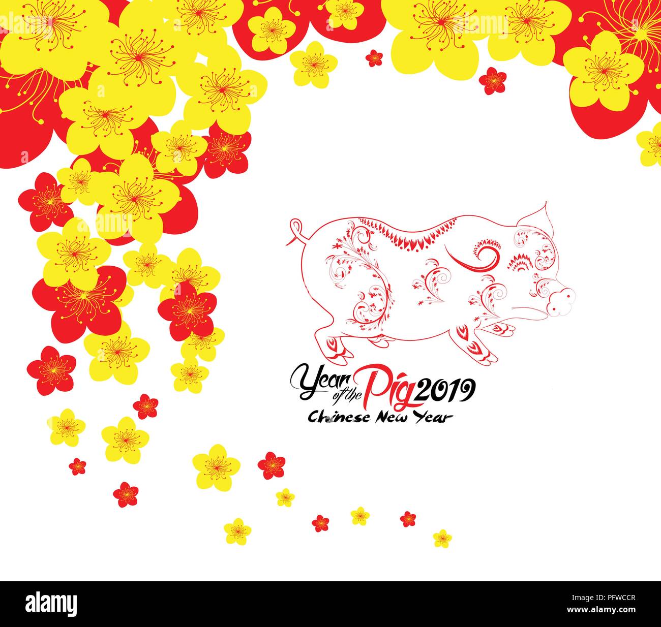 Oriental Happy Chinese New Year 19 Year Of The Pig Stock Vector Image Art Alamy