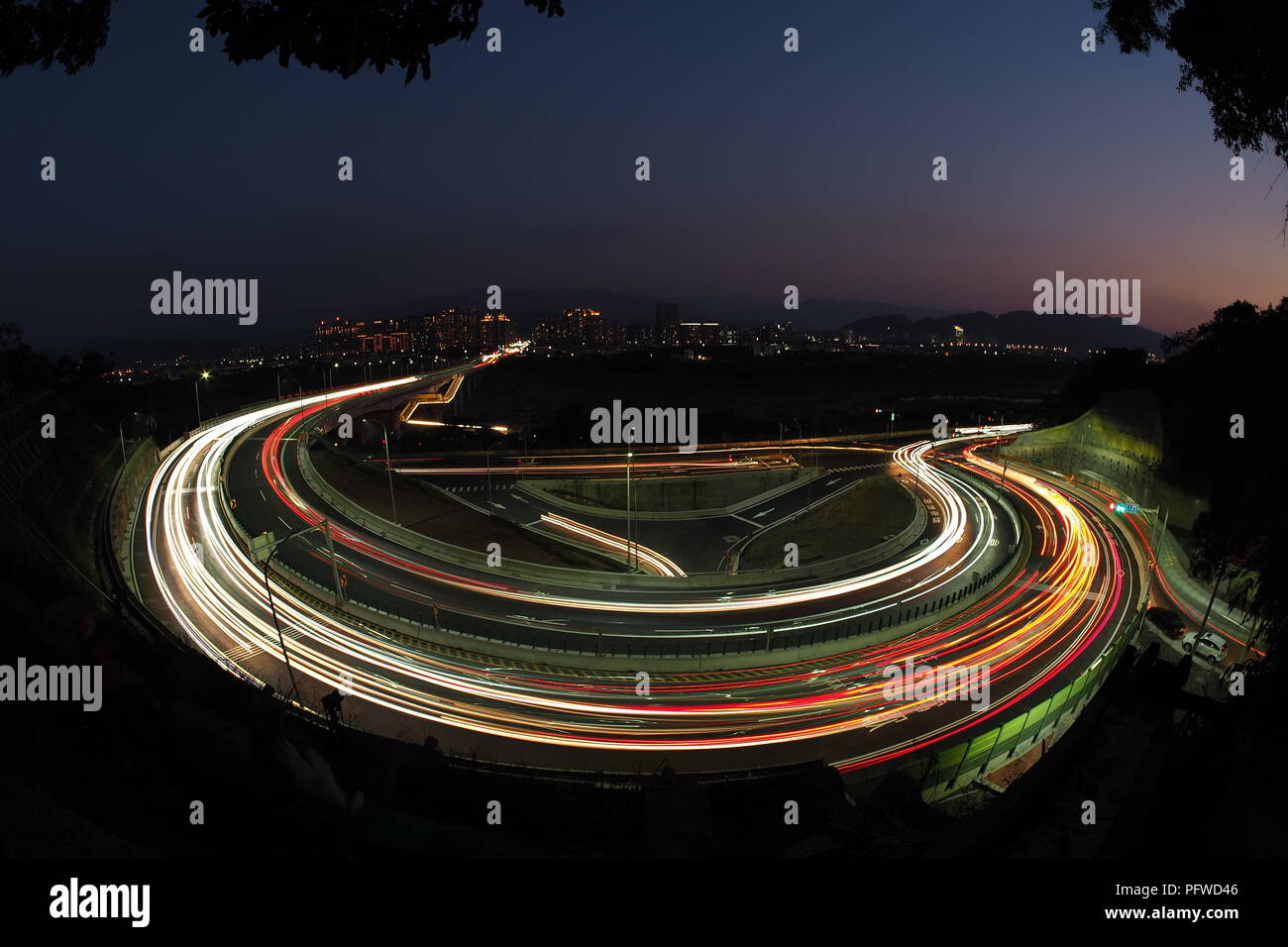 Traffic light trail of the highway Stock Photo - Alamy