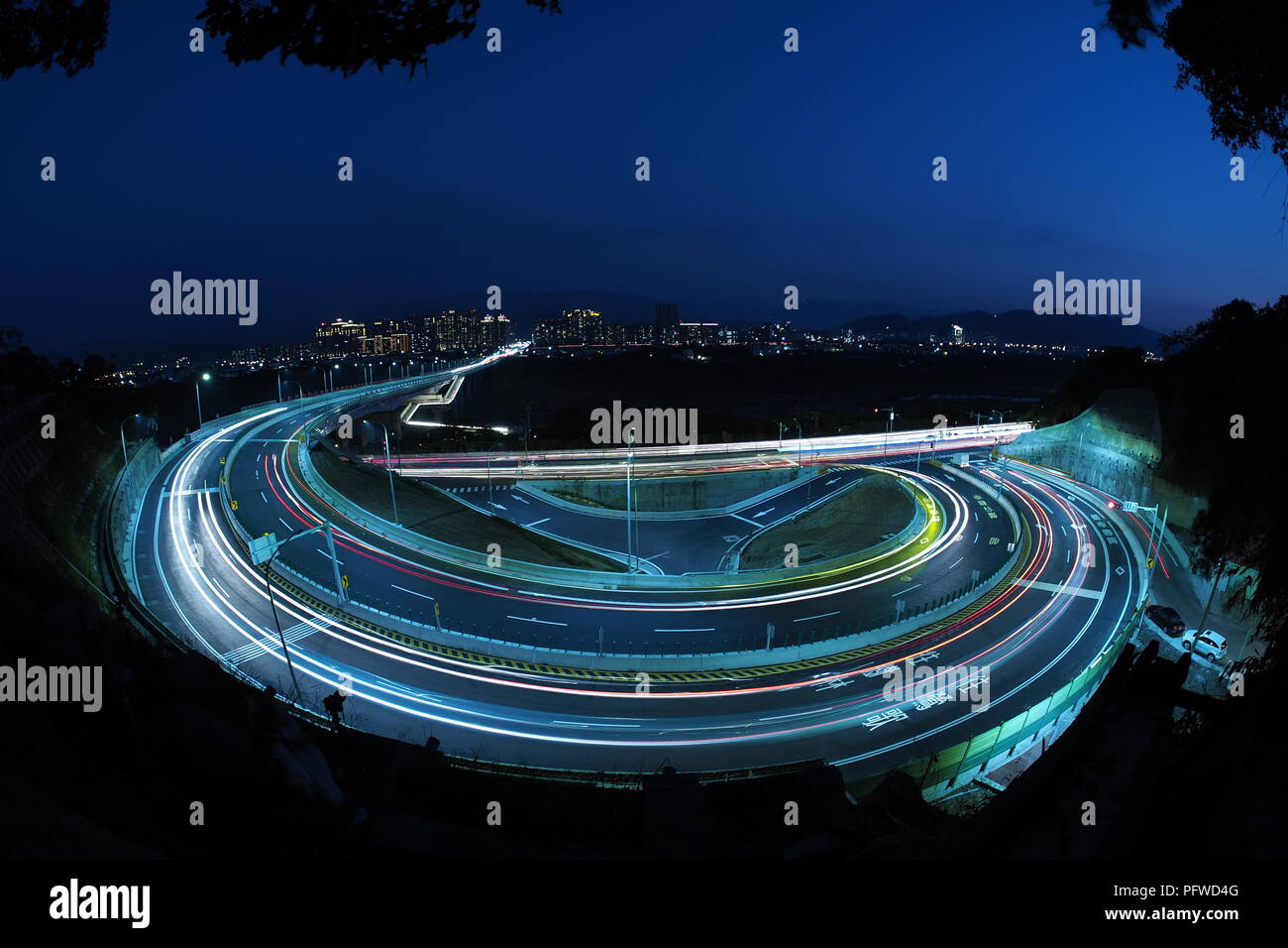 Traffic light trail of the highway Stock Photo - Alamy