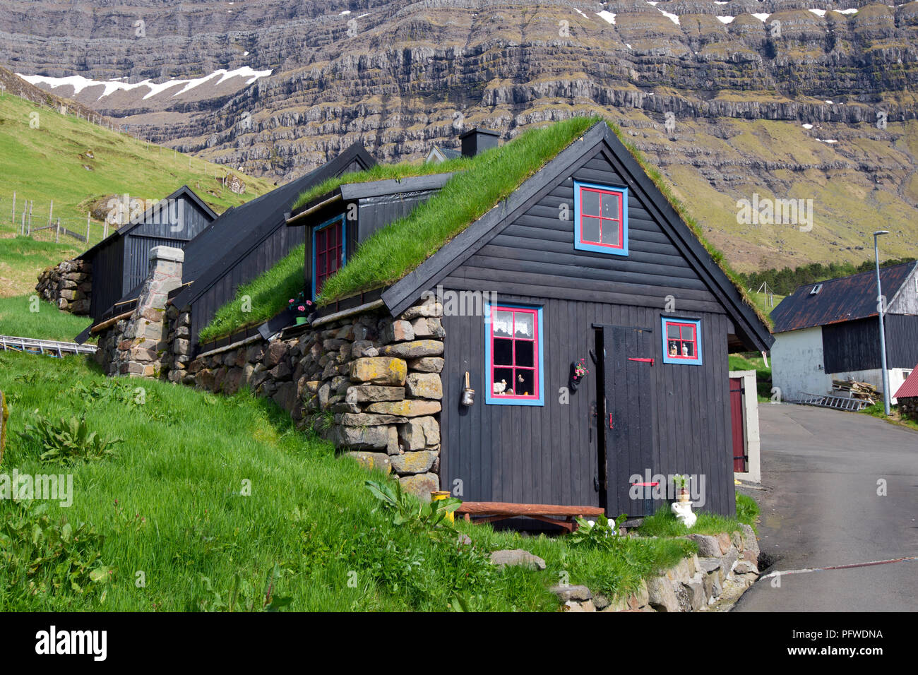 Typical house, Faroe Islands, Denmark, Europe Stock Photo