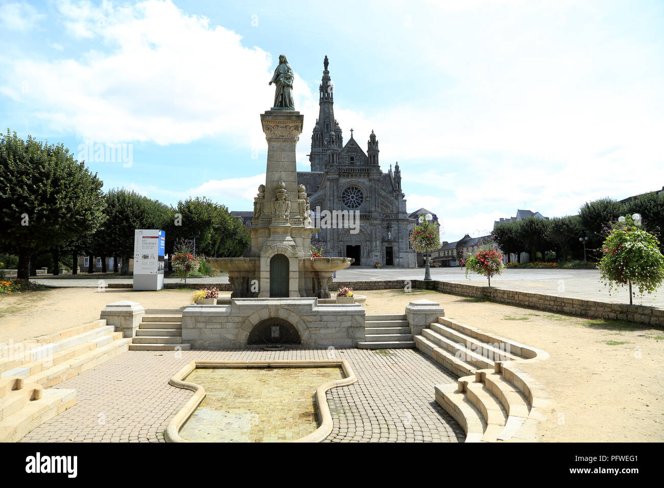 Fountain and statue of Saint Anne, St Anne d'Auray, Morbihan, Brittany