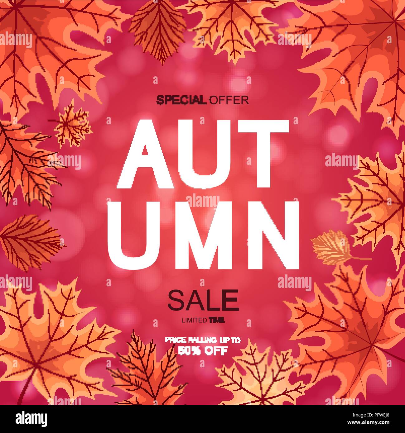 Abstract Vector Illustration Autumn Sale Background with Falling Autumn ...