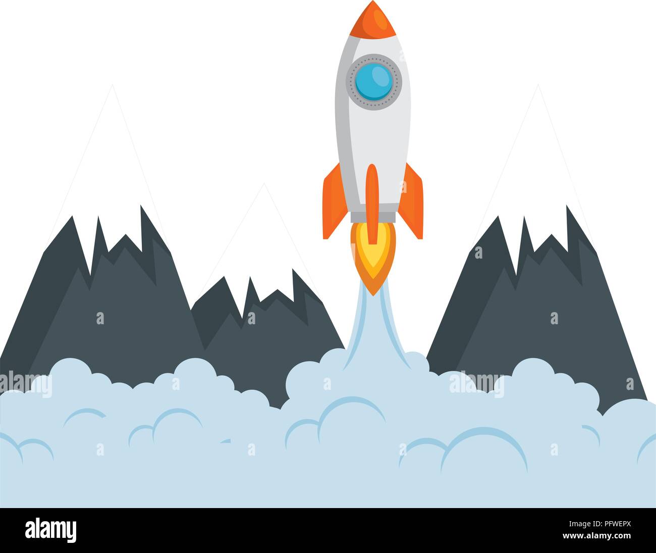 rocket start up with smoke Stock Vector Image & Art - Alamy