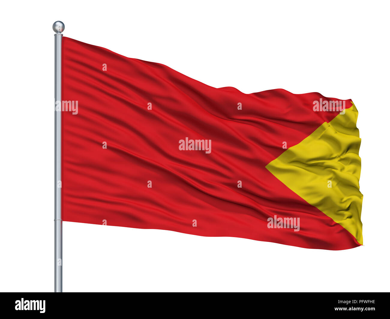 Santander De Quilichao City Flag On Flagpole, Colombia, Cauca Department, Isolated On White Background Stock Photo
