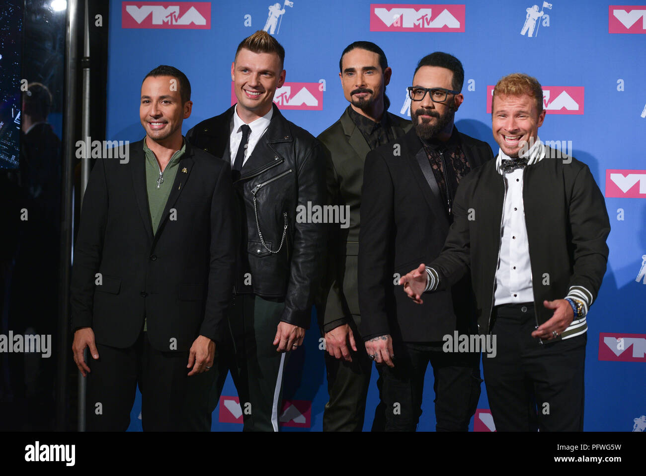 Backstreet Boys - A.J. McLean, Howie Dorough., Nick Carter, Kevin Richardson and Brian Littrell attend the 2018 MTV Video Music Awards at Radio City M Stock Photo