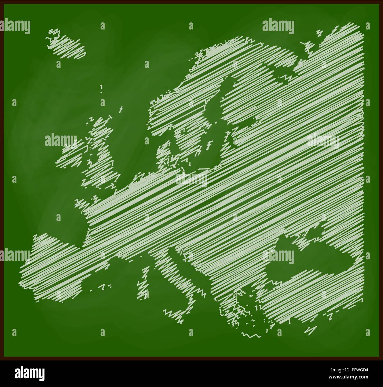 europe map chalk on blackboard vector school background design Stock Vector
