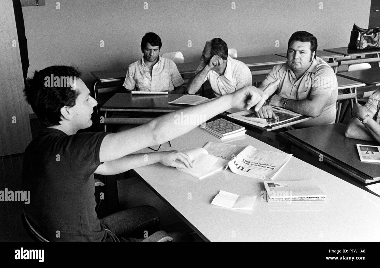 Italy, workers in literacy courses, 70s Stock Photo