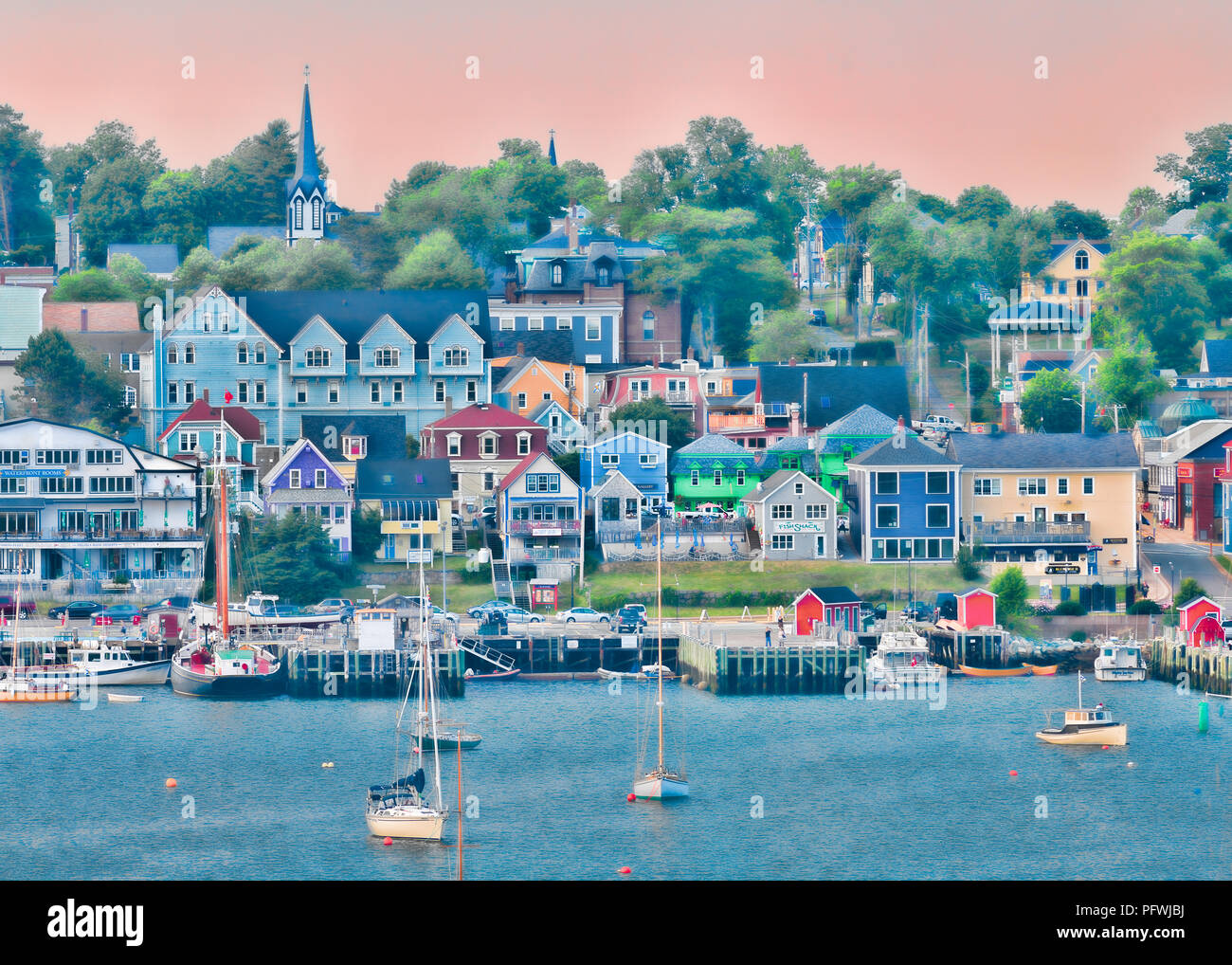 Lunenburg waterfront and downtown area from across Lunenburg Harbour in