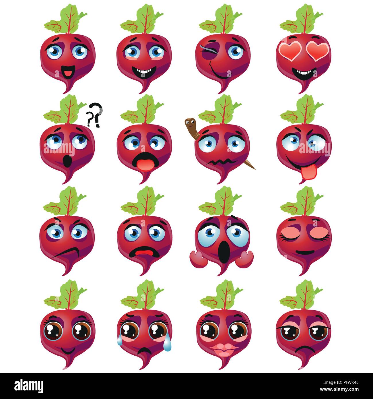Beetroot Emoji Emoticon Expression. Funny cute food Stock Vector