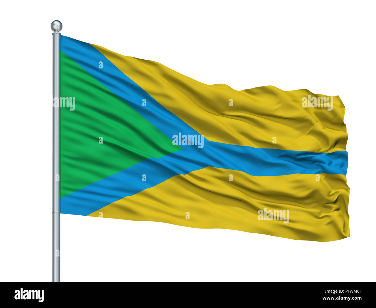 Makhachkala City Flag On Flagpole, Russia, Dagestan, Isolated On White ...